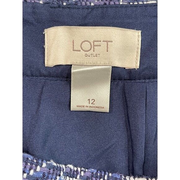 LOFT Lined A-Line Skirt Faux Button Detail Navy Size 12 - Picture 3 of 6